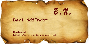 Bari Nándor névjegykártya